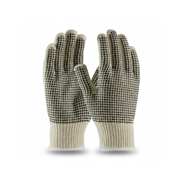 Double Side PVC Polka Dotted Knit Cotton Work Gloves (2)