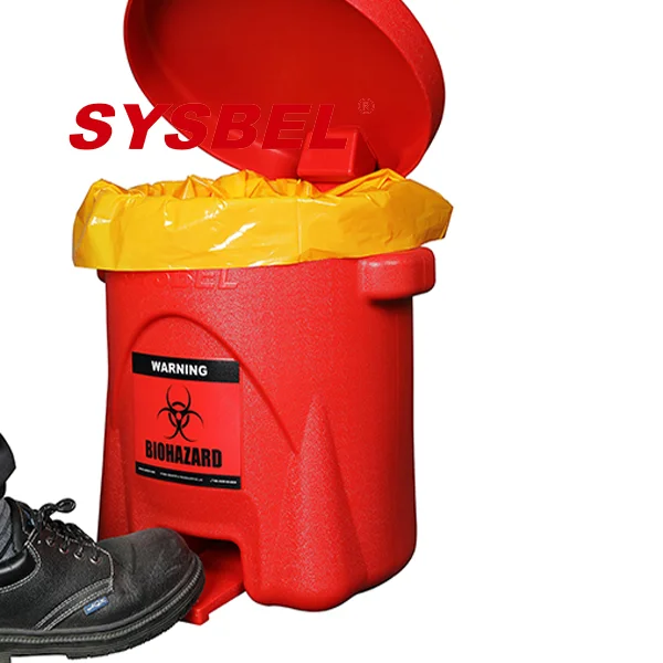 SYSBEL Red Biohazard Waste Can