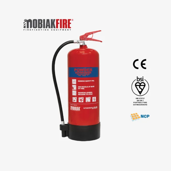 Mobiak 9kg ABC dry powder fire extinguisher with BSI Kitemark certification