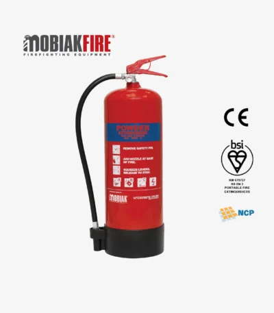Mobiak 9kg ABC dry powder fire extinguisher with BSI Kitemark certification