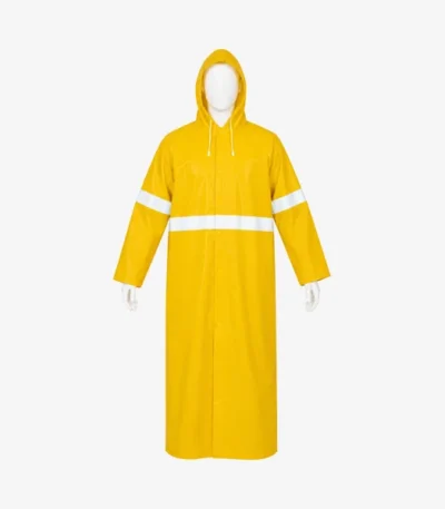 PVC Polyester Waterproof Raincoat with Reflector Strips