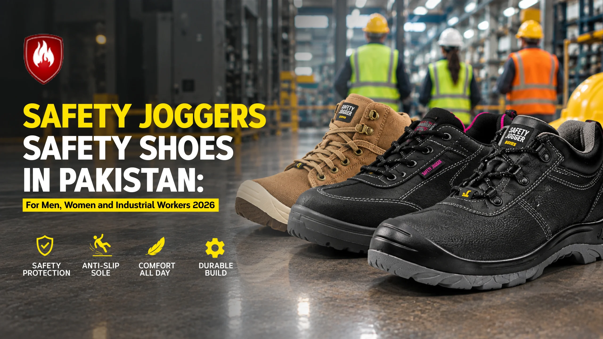 Safety Joggers safety shoes for men and women in Pakistan with anti-slip sole and durable build