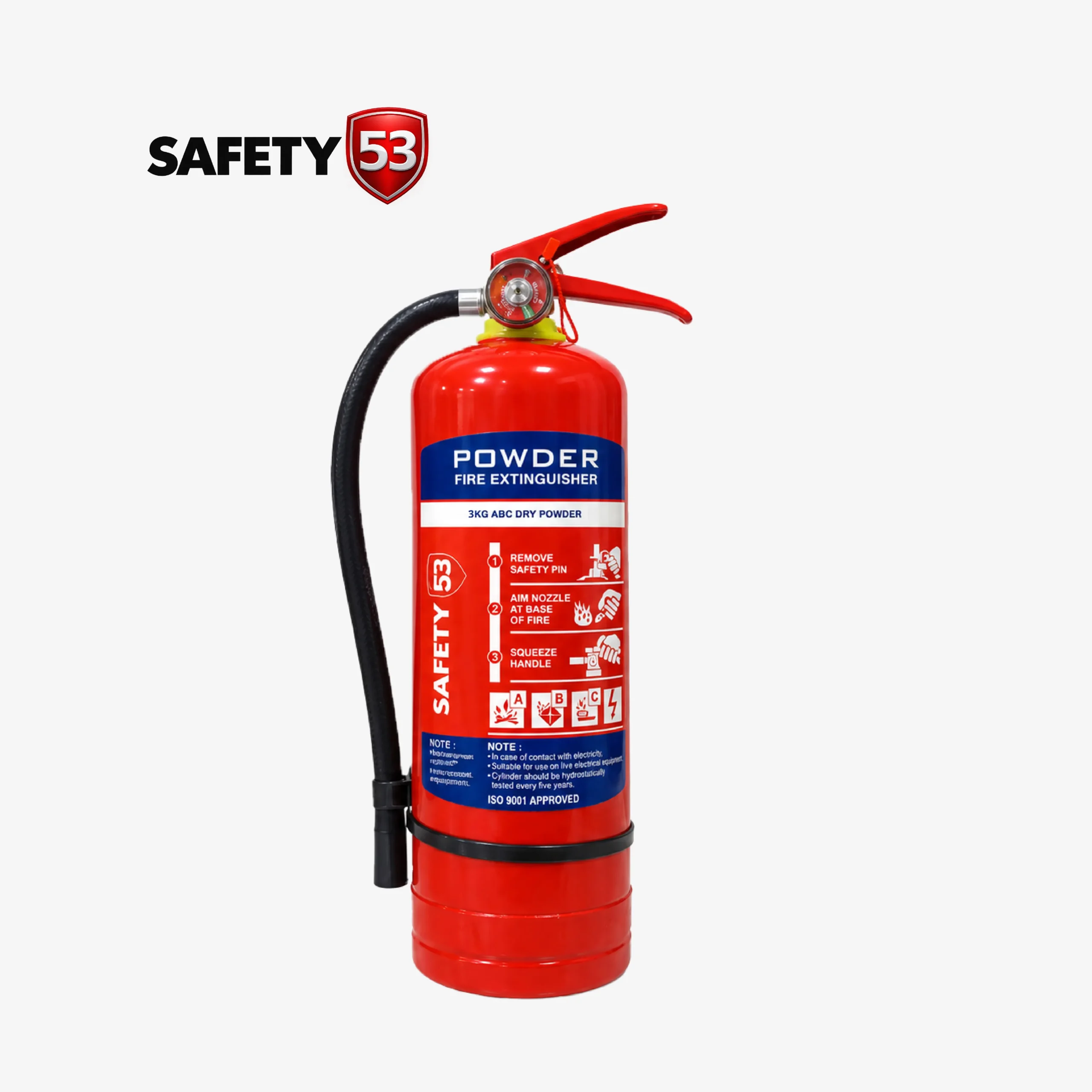 safety 53 3kg dcp fire extinguisher wall bracket Safety 53 3kg DCP fire extinguisher with heavy duty wall bracket in Pakistan.