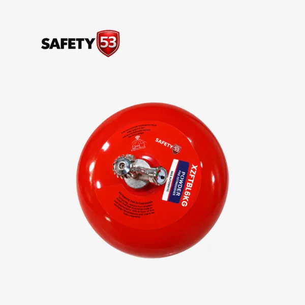 Safety 53 automatic fire extinguisher top assembly with pressure gauge and discharge nozzle.